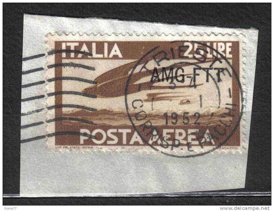 BIN8A4 - TRIESTE , Posta Aerea Il 25 Lire N. 5 Su Frammento. - Poste Aérienne