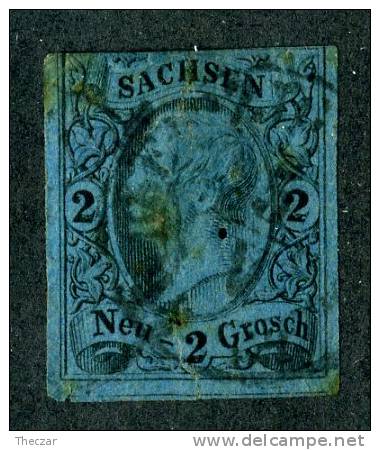 GS-381)  SAXONY  1855  Mi.# 10c / Sc.#11a  Used~pinhole - Saxony