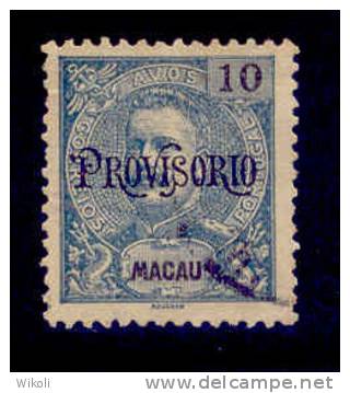 ! ! Macau - 1902 D. Carlos OVP "Provisorio" 10 A  - Af. 127 - Used - Gebraucht