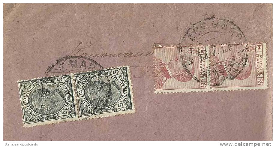 Italy Italia Victorio Emanuelle 85 C X 2 On Registered Gerace Marina Front Only 1923 War Office Ministero Della Guera - Asegurados