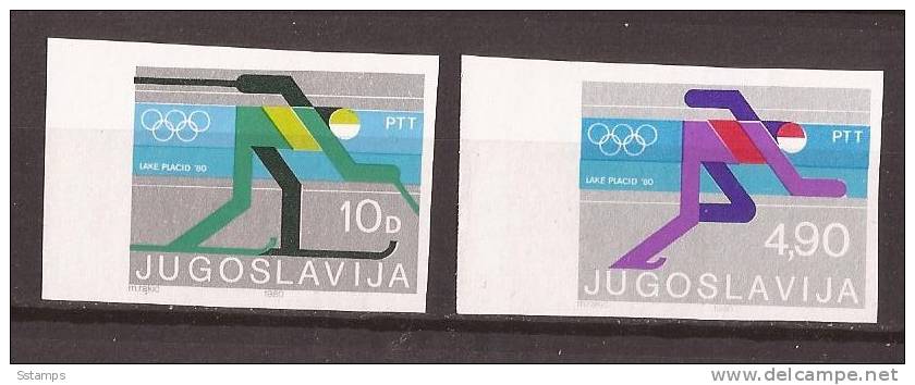 1980 X 1821-22U  JUGOSLAVIJA Winter Olympic Games", Lake Placid,  IMPERFORATE MNH RRR - Invierno 1980: Lake Placid