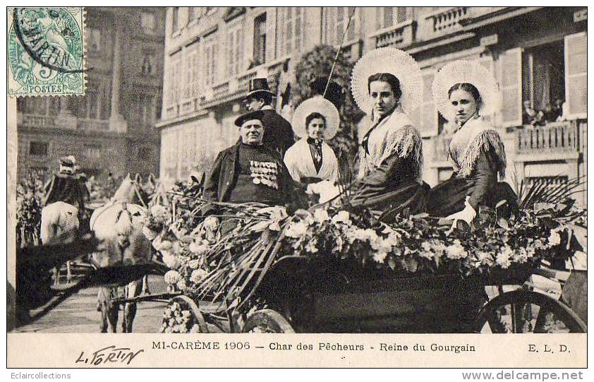 Paris  Mi-Carême 1906   Char Des Pêcheurs Reine Du Gourgain - Lotes Y Colecciones