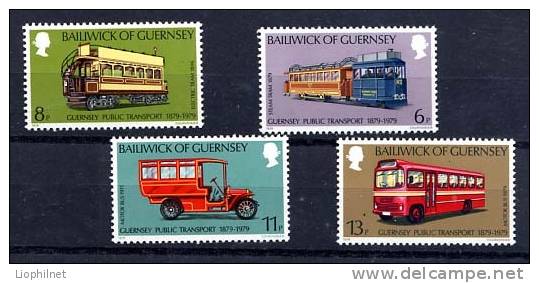 GUERNESEY 1979, BUS TRAMWAY, TRANSPORTS PUBLICS, 4 Valeurs, Neufs. R969 - Bus