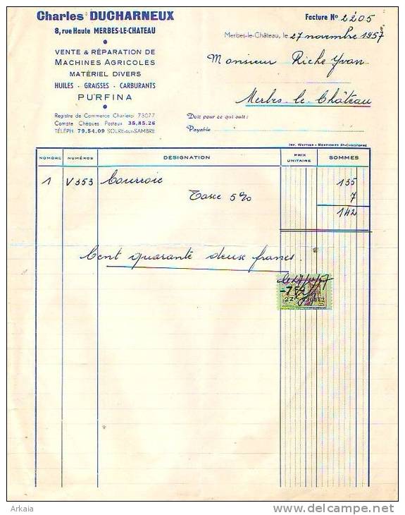 Merbes-le-Château - 1957 - Charles Ducharneux - Vente & Réparation De Machines Agricoles - Agriculture