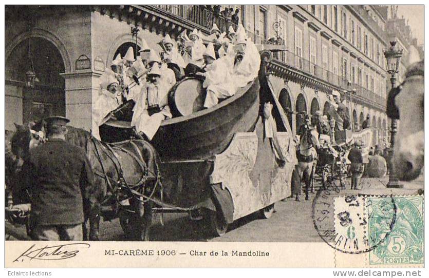 Paris  Mi-Carême 1906   Char De La Mandoline - Lots, Séries, Collections