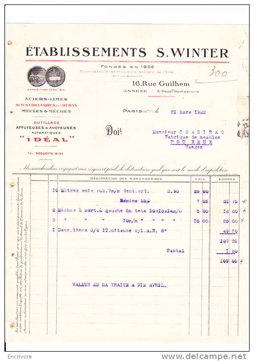 S WINTER Outillage Scies Circulaires Acier Idéal Paris - 1900 – 1949