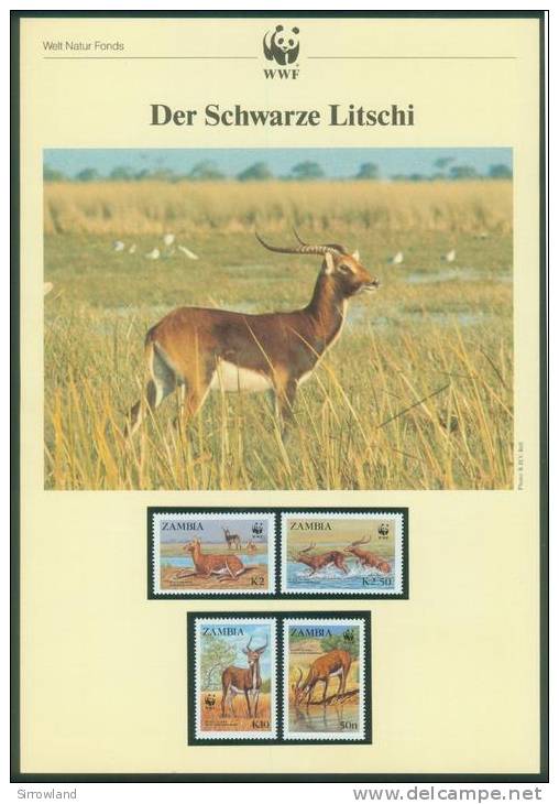 Sambia  1987  WWF - Wasserbock (6 Seiten Text !)  (4 ** (MNH) Kpl. )  Mi: 438-41 (13,00 EUR) - Zambia (1965-...)