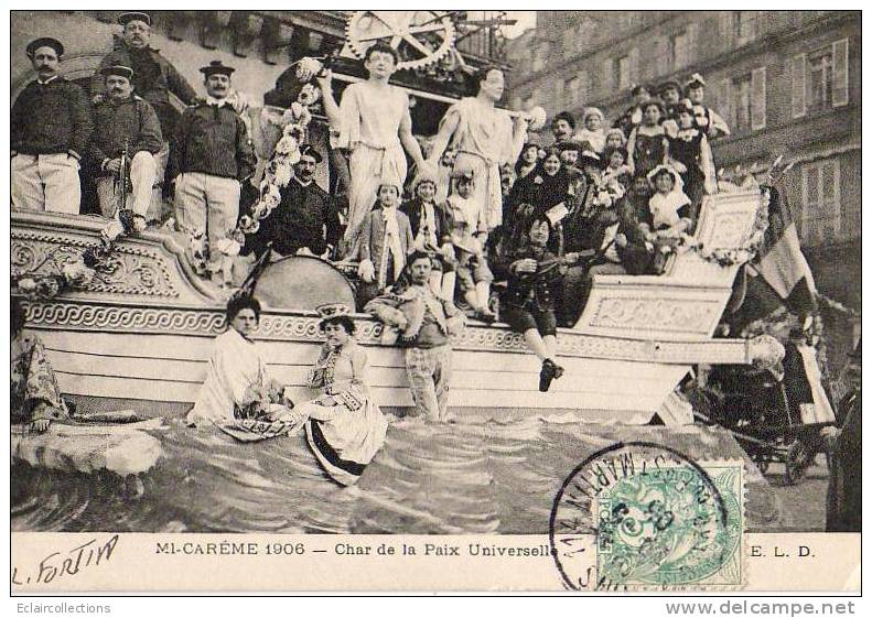 Paris  Mi-Carême 1906   Char De La Paix Universelle - Lots, Séries, Collections