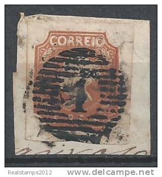 PORTUGAL - 1853,  D. Maria II.  5 R.   Tipo I  (sobre Fragmento) (o)  MUNDIFIL  Nº 1 - Usati