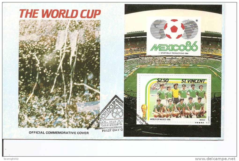 Coupe Du Monde Au Mexique -1986 ( FDC De Saint-Vincent Avec BF à Voir) - 1986 – Mexico