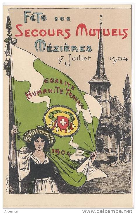 L791 - Mézières Fête Des Secours Mutuels 17 Juillet 1904 Illustration Turrian - Jorat-Mézières