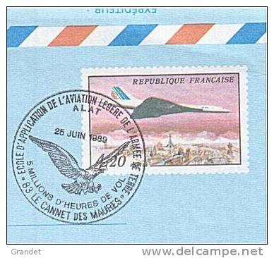 AVIATION - LE CANNET DES MAURES - ALAT - CONCORDE - 1989 - AEROGRAMME. - Aerogramas