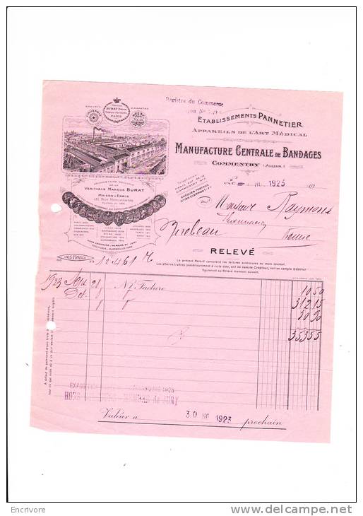 Etablissement PANNETIER Manufacture De Bandages Appareil Art Medical Burat Freres COMMENTRY Allier - 1900 – 1949