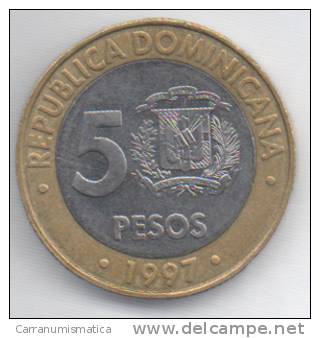 DOMINICANA 5 PESOS 1997 BIMETALLICA - Dominicaanse Republiek