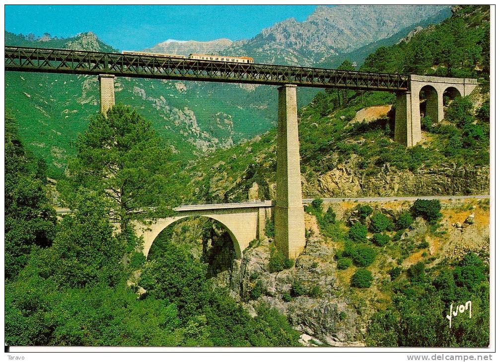 CORSE -  L'ancien TRAIN Sur Le Grand Viaduc Pont Du Vecchio  (VIVARIO/VENACO) - - Autres & Non Classés