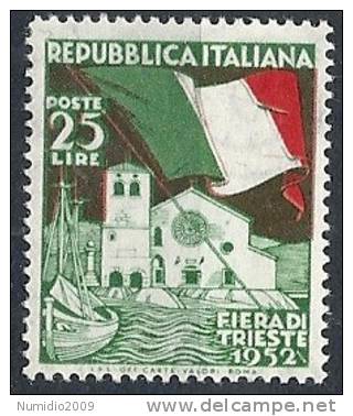 1952 ITALIA FIERA DI TRIESTE MNH ** VARIETà COLORE ROSSO SPOSTATO - RR10995 - Variétés Et Curiosités