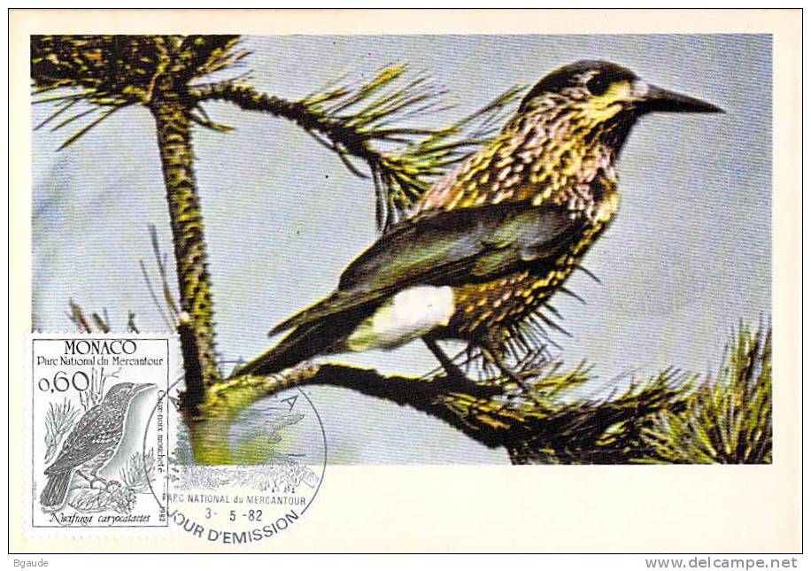 MONACO CARTE MAXIMUM  NUM.YVERT  1316 FAUNE PROTECTION DE LA NATURE OISEAUX DU PARC DU MERCANTOUR - Cartes-Maximum (CM)