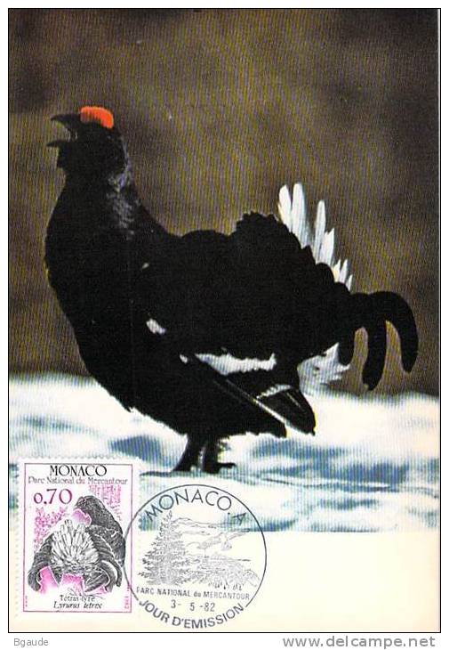 MONACO CARTE MAXIMUM  NUM.YVERT  1317 FAUNE PROTECTION DE LA NATURE OISEAUX DU PARC DU MERCANTOUR - Cartes-Maximum (CM)