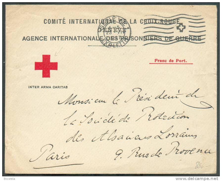 Enveloppe Du Comité International De La Croix-Rouge Agence Internationale Des Prisonniers De Guerre, Obl; Mécanique De G - Documents