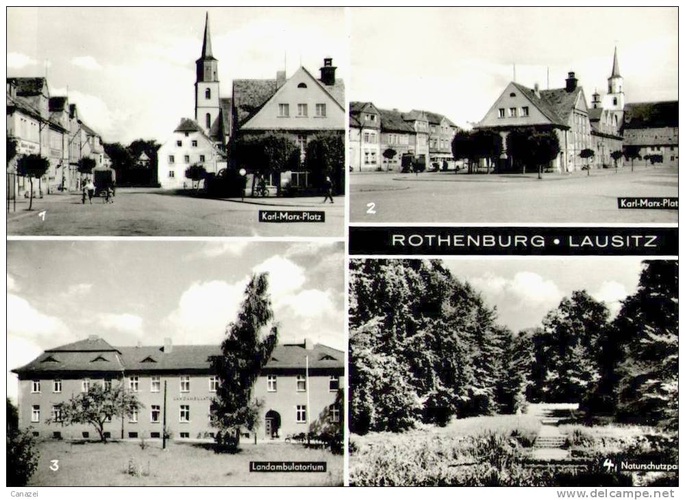 AK Rothenburg/Lausitz, Karl-Marx-Platz, Landambulatorium, Ung, 1975 (Rózbork) - Rothenburg (Rózbork)