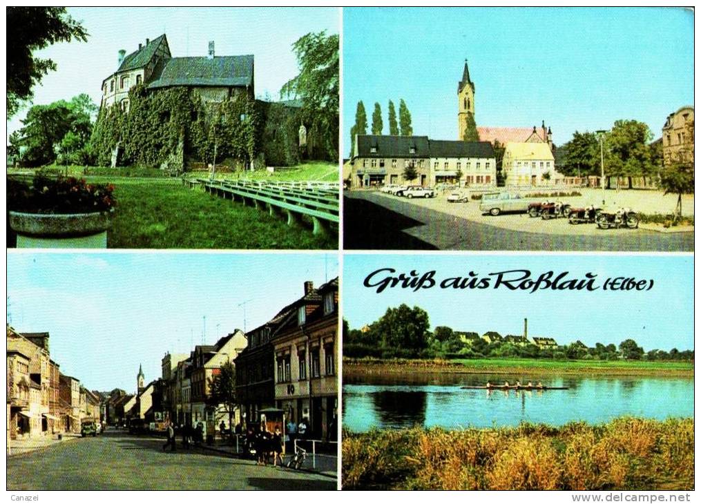 AK Roßlau, Burg, Hauptstraße, Marktplatz, Elbe, Gel, 1972 - Rosslau