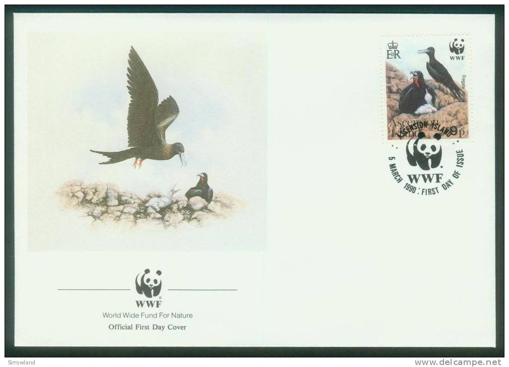 Ascension  1990  WWF - Adlerfregattvogel  (4 FDC  Kpl. )  Mi: 521-24 (13,00 EUR) - Ascension (Ile De L')