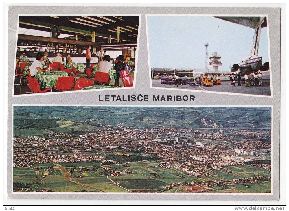 TRANSPORT AERODROME MARIBOR SLOVENIA YUGOSLAVIA BIG POSTCARD - Aerodrome