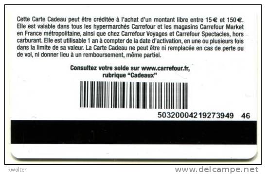 @+ Carte Cadeau - Gift Card : CARREFOUR - VOYAGES. Sans Lettre Au Verso. - Cartes De Fidélité Et Cadeau