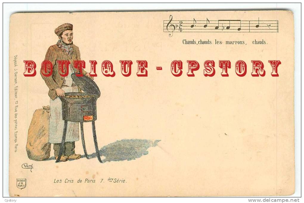 PRIX FIXE < PETIT METIER < CRIS De PARIS - Marchand De Marrons - Carte Précurseur 1900 - Dos Scanné - Petits Métiers à Paris