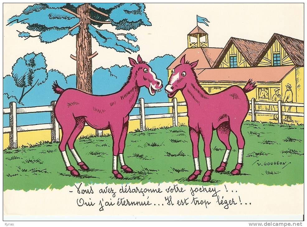 CPSM 10X15 . Ilust.  L. GOUGEON . Fantaisie HIPPISME . " Vous Avez Désarçonné Vore Jockey ! .... Il Est Trop Léger !.. " - Gougeon