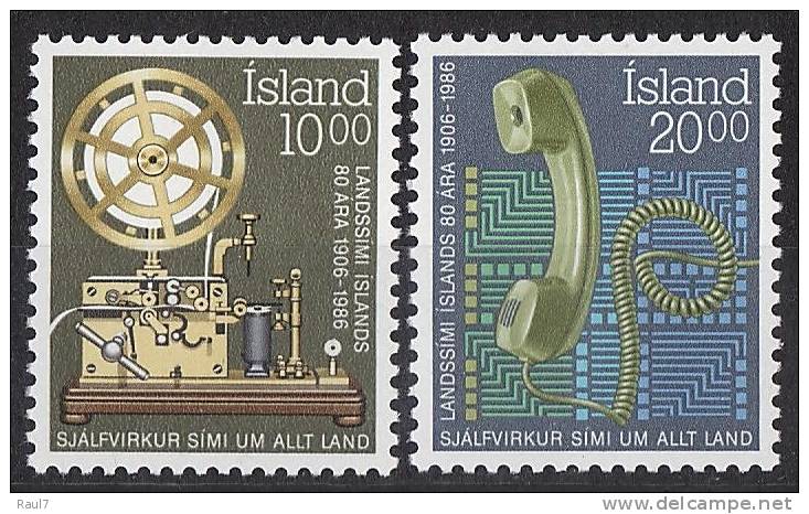 ISLANDE 1986 - 80 Ann Du Télephone Et Télégraphe - 2v Neuf ** (MNH) - Unused Stamps