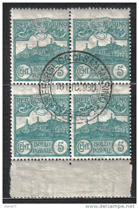 2RG94a - SAN MARINO , Il N. 35 : Quartina Usata Con Piena Gomma - Used Stamps