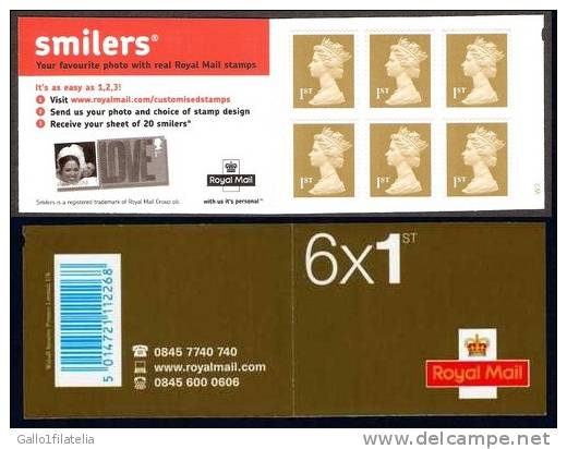 2005 - U.K. - LIBRETTO - BOOKLET, 6 X 1st Class, SMILERS  ADVERTISEMENT. MNH. - Unused Stamps