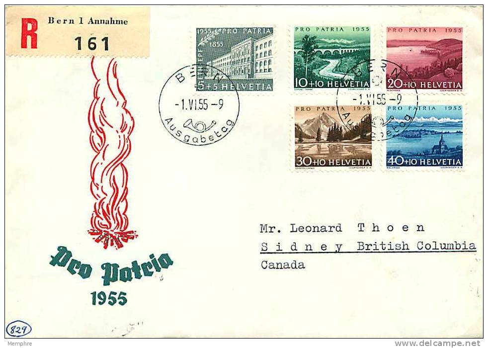 1955  Pro Patria  Recommandé Adressé Au Canada  Zum 71-5  Cachet Allemand - FDC