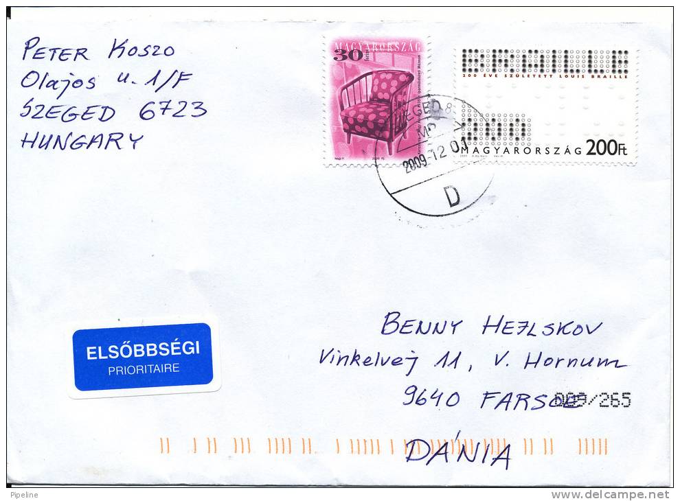 Hungary Cover Sent To Denmark 1-12-2009 - Cartas & Documentos