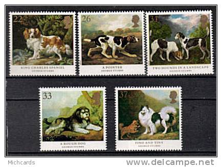 GRANDE BRETAGNE 1991 - Chiens (Tableau George Stubbs) Serie Neuve Sans Charniere (Yvert 1511/15) - Unused Stamps