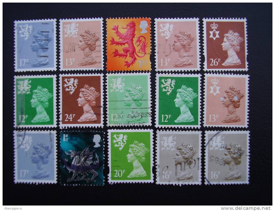 GB REGIONALS  COLLECTION Of 15 STAMPS All USED, DIFFERENT,High Cat.value. - Non Classés