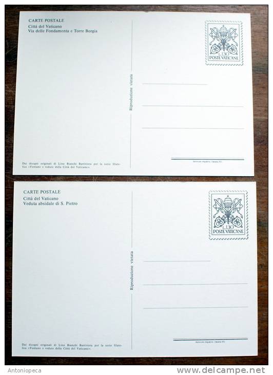 VATICANO 1976 - 6 OFFICIAL POSTCARDS "FOUNTAINS AND LANDSCAPES" LOT OF 5 - Postal Stationeries