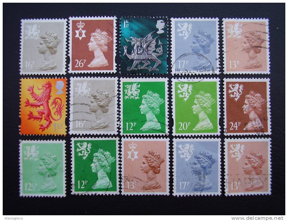 GB REGIONALS  COLLECTION Of 15 STAMPS All USED, DIFFERENT,High Cat.value. - Sin Clasificación