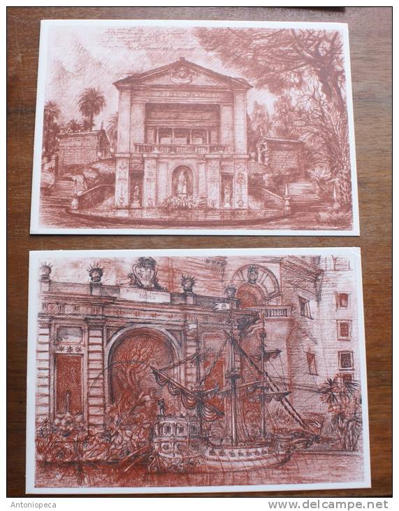 VATICANO 1975 - 6 OFFICIAL POSTCARDS "ARCHITECTURE AND FOUNTAINS" II^ SERIES - Entiers Postaux