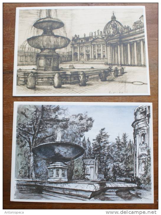 VATICANO 1975 - 6 OFFICIAL POSTCARDS "ARCHITECTURE AND FOUNTAINS" II^ SERIES -  LOT OF 5 - Entiers Postaux