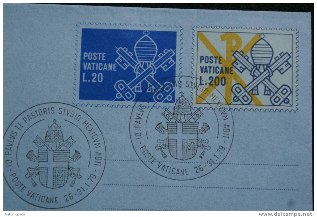 VATICANO 1979- AEROGRAMMA "SALVATOR MUNDI" OFFICIAL OBLITERATION VISIT POPE JOHN PAUL II IN MEXICO - Used Stamps