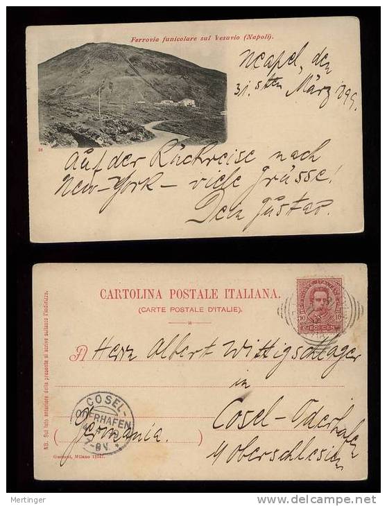 Italien Italy 1899 Postcard Vesuv With Ferrovia Postmark - Entiers Postaux