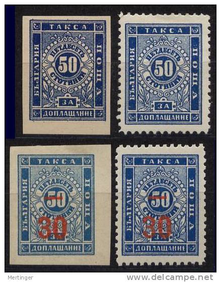 Bulgarien Bulgaria Porto Mi# 6,9,10,12 * M€ 135,- - Unused Stamps