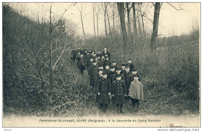 Givry - Pensionnat St-Joseph - Groupe D'élèves à La Descente Du Camp Romain -1924 ( Voir Verso ) - Quévy