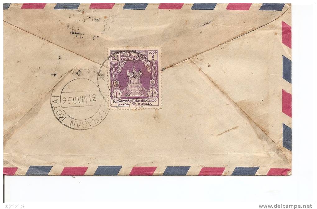 Asie-Birmanie ( Lettre En Recommandé De 1956 Vers L'Inde à Voir) - Myanmar (Burma 1948-...)