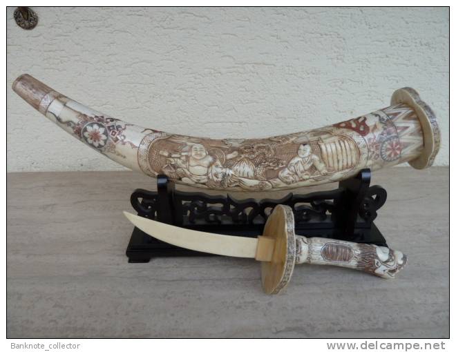 Schwert Aus Elefantenknochen, Elephantbone-knife ( Sword ), 72 Cm, Weight =  1500 G ! - Asiatische Kunst