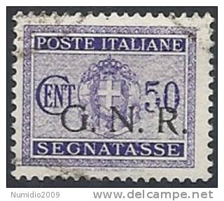 1944 RSI USATO GNR BRESCIA SEGNATASSE 50 CENT - RSI142 - Taxe
