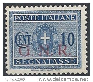 1944 RSI GNR BRESCIA SEGNATASSE 10 CENT MNH ** VARIETà - RSI144-5 - Portomarken