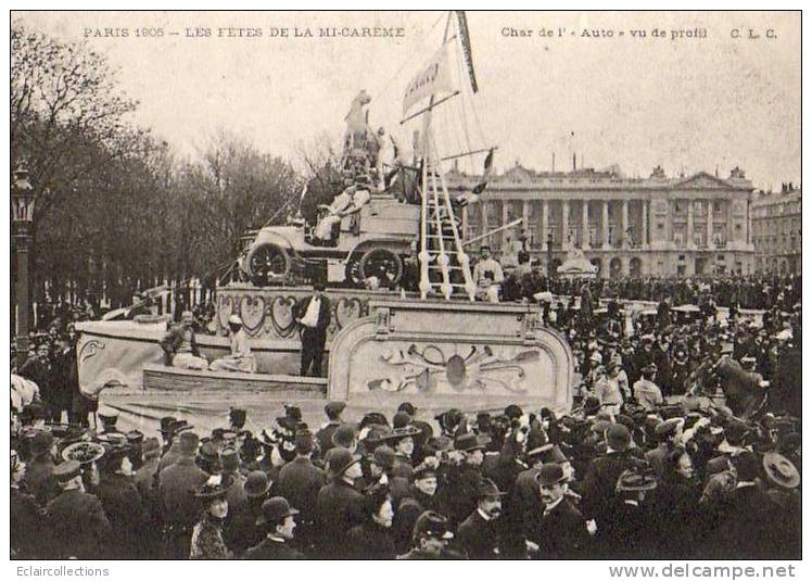 Paris 75  Fêtes De La Mi-Carême 1905  Le Char De L'Auto - Lotes Y Colecciones